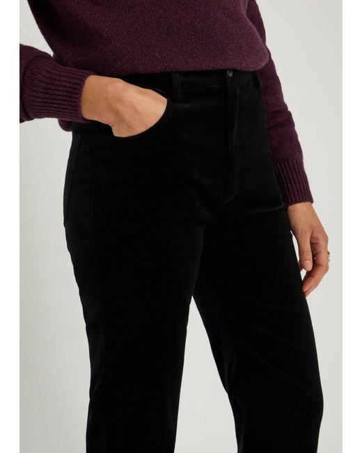 Nili Lotan Black Joan Straight-Leg Velvet Trousers