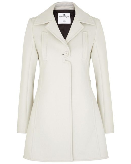 Courreges White Belted Wool-Blend Coat