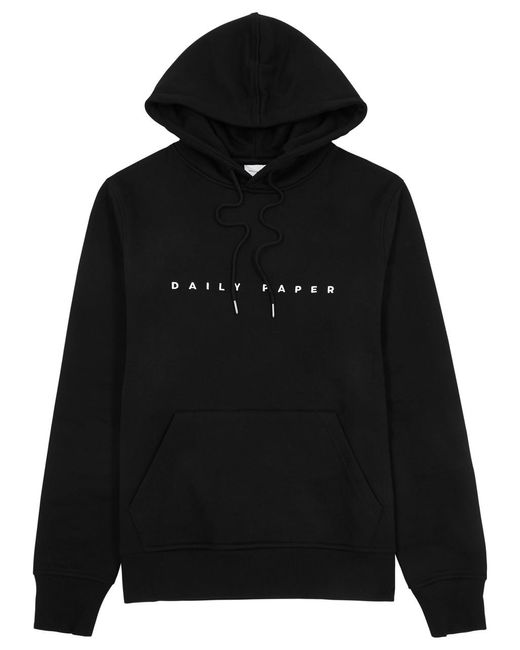Daily Paper Black Alias Logo-Embroidered Hooded Cotton Sweatshirt for men