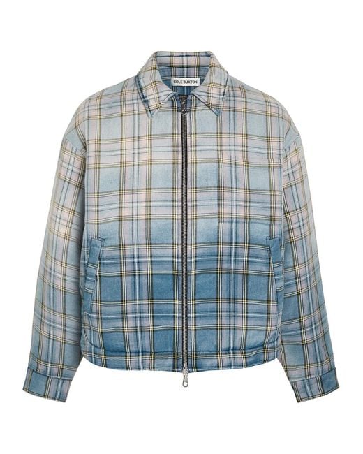 Cole Buxton Blue Checked Cotton Jacket for men