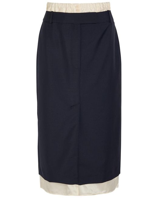 Rohe Blue Layered Wool Midi Skirt