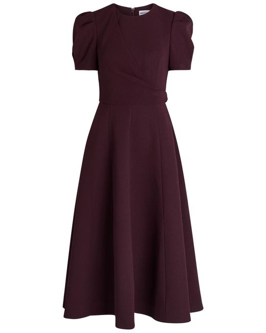 Rebecca Vallance Purple Syrah Panelled Crepe Midi Dress
