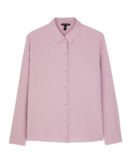 Eileen Fisher Pink Silk Crepe De Chine Shirt