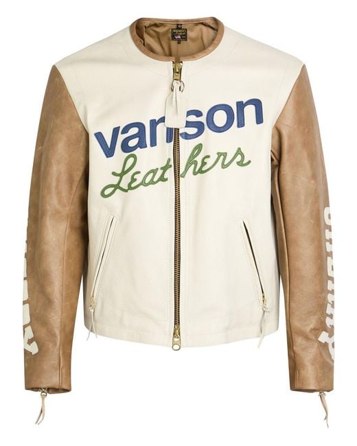 CHERRY LA Vanson Leather Biker Jacket in Natural for Men | Lyst