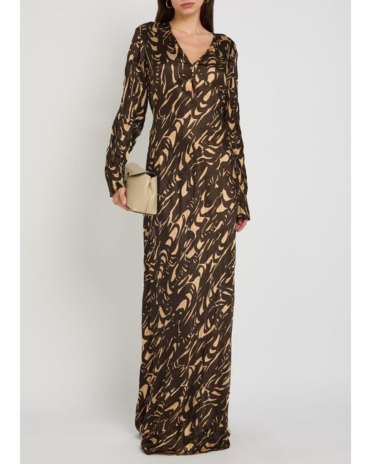 Joseph Natural Adore Printed Crinkled Satin Midi Dress