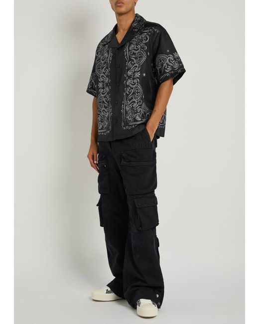 Amiri Black Bandana-Print Silk Shirt for men