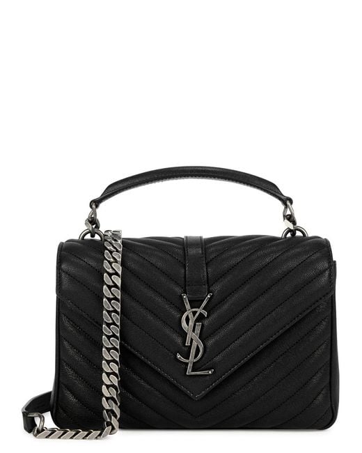 Saint Laurent Black College Medium Leather Shoulder Bag