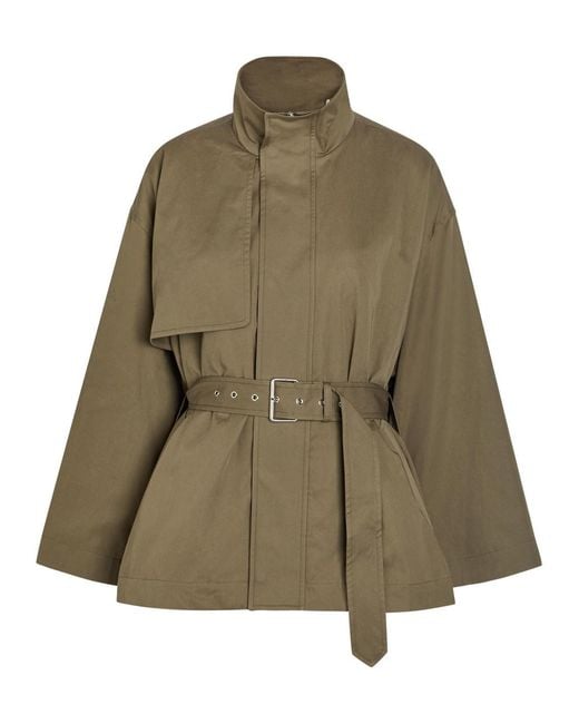 FRAME Green Belted Cotton Trench Jacket