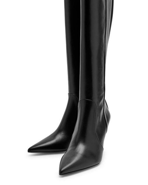 Stuart Weitzman Black Vinnie 85 Leather Knee-High Boots