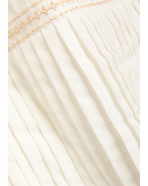 Emporio Sirenuse Natural Flavia Pleated Cotton-Blend Bandeau Top