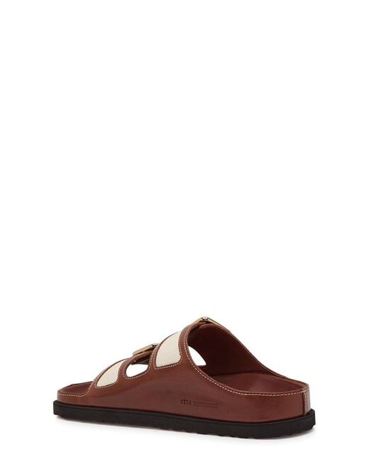 Birkenstock Brown Arizona Bold Canvas And Leather Sliders
