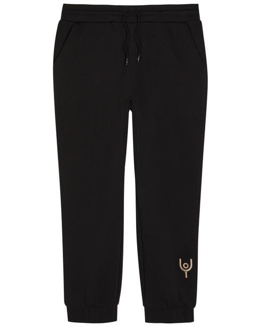 Now You Live Black Magna Logo-Embroidered Cotton-Blend Sweatpants for men