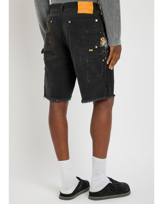 GALLERY DEPT. Black Carpenter Cut Off Canvas Shorts for men