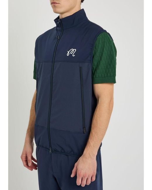 Malbon Blue Albatross Logo-Embroidered Jersey Vest for men