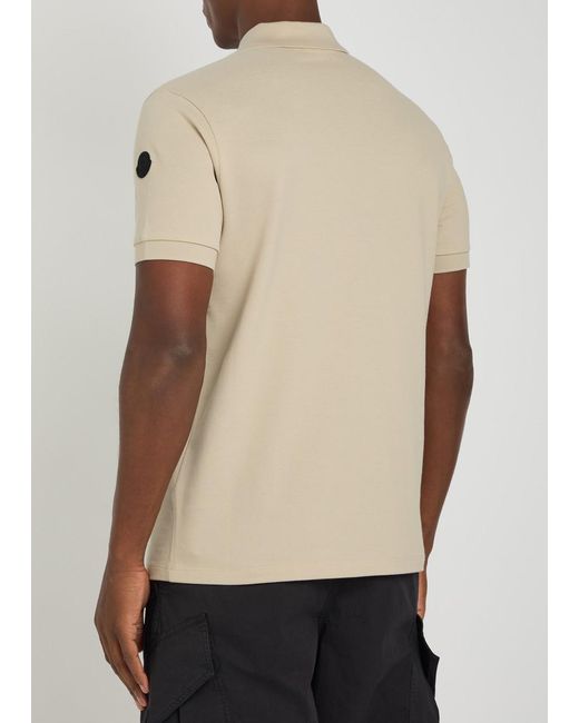 Moncler Natural Logo-Print Cotton Polo Shirt for men