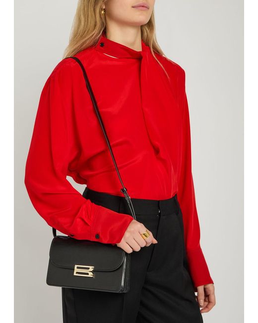 Victoria Beckham Black Dorian Mini Grained-Leather Top Handle Bag