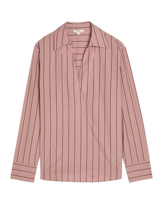 Vince Pink Striped Cotton-Poplin Shirt