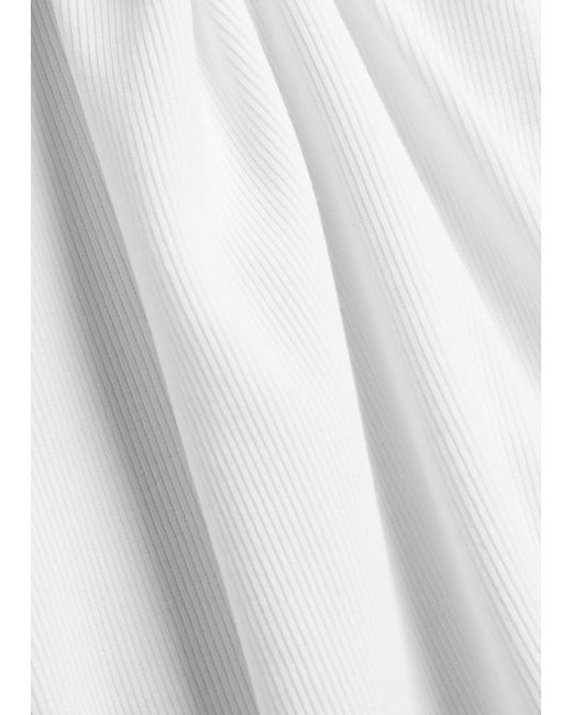 Vince White Ribbed Cotton-Blend Tank