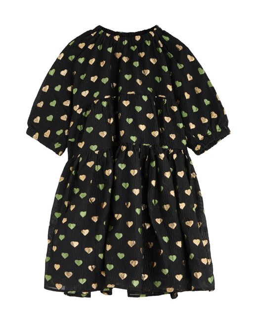 Sister Jane Carriage Heart-Jacquard Cloqué Mini Dress in Black Sister Jane Carriage Heart-Jacquard Cloqué Mini Dress in Black