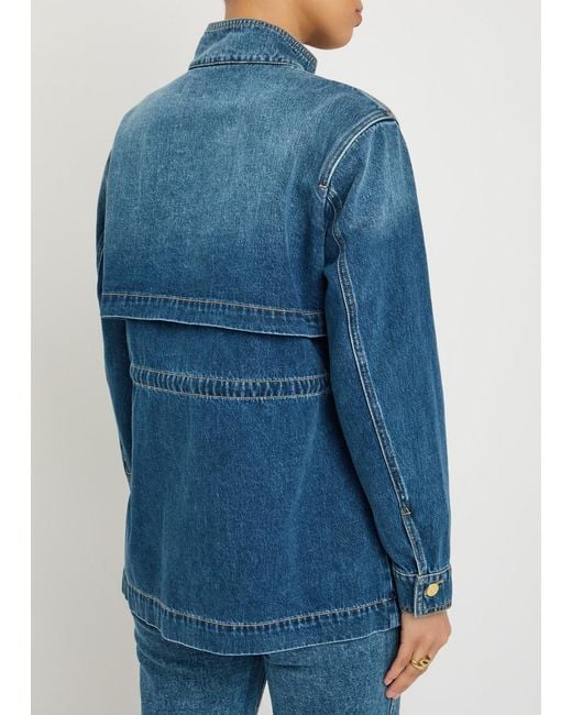 Veronica Beard Blue Truman Drawstring Denim Jacket