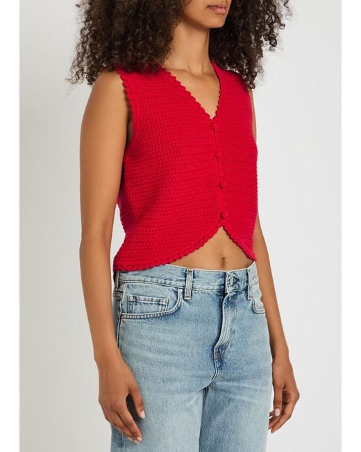 Rails Red Calypso Knit Cotton Crop Top
