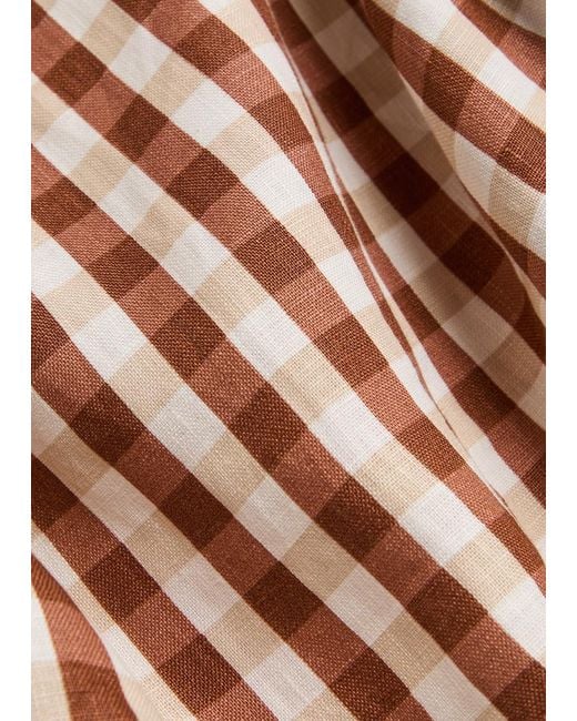 Faithfull The Brand White Sofia Checked Linen Mini Dress