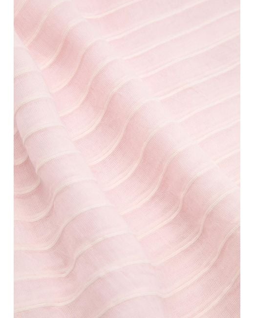 Eileen Fisher Pink Striped Fine-knit Scarf
