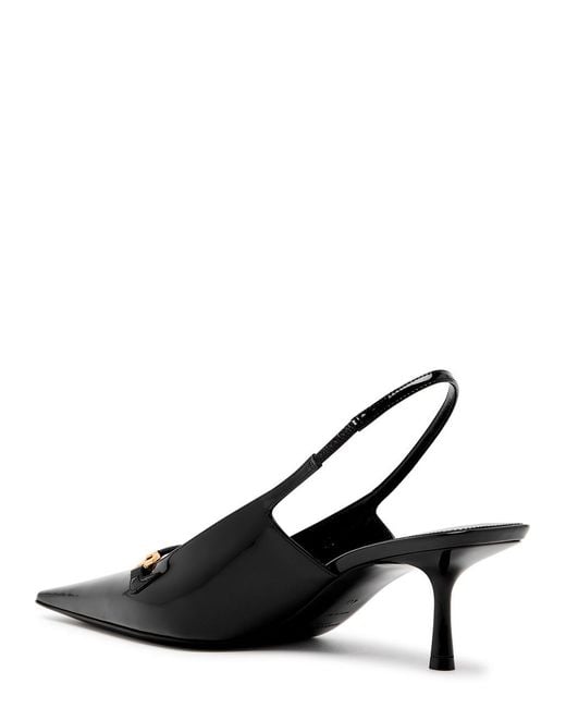Saint Laurent Black Carine 55 Patent Leather Slingback Pumps
