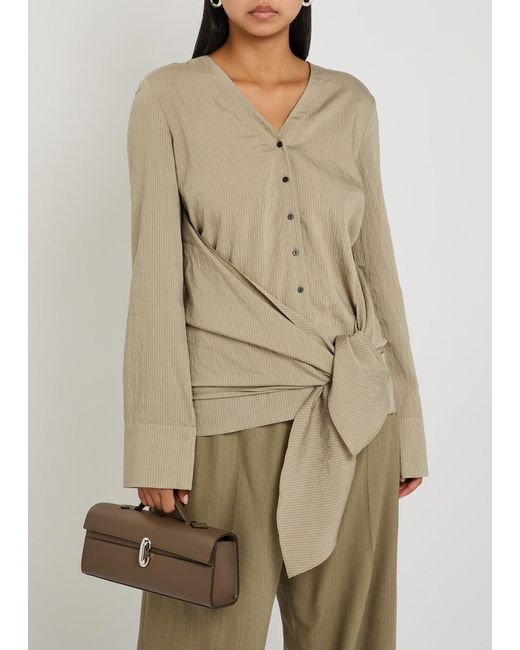 SAVETTE Brown Slim Symmetry Grained Leather Pochette