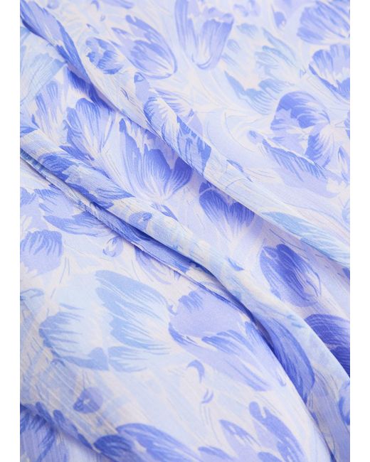 Rixo Purple Corrine Floral-Print Chiffon Maxi Dress