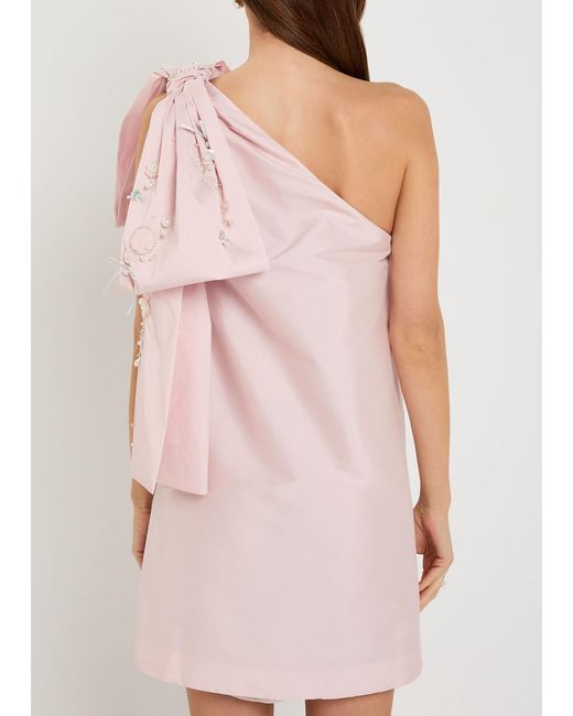 BERNADETTE Pink Winnie Bow-Embellished Taffeta Mini Dress