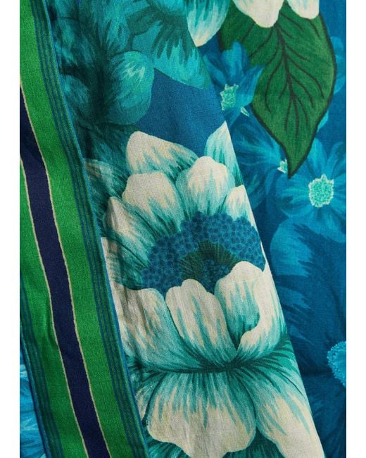 ALÉMAIS Blue Margo Floral-Print Cotton Shirt