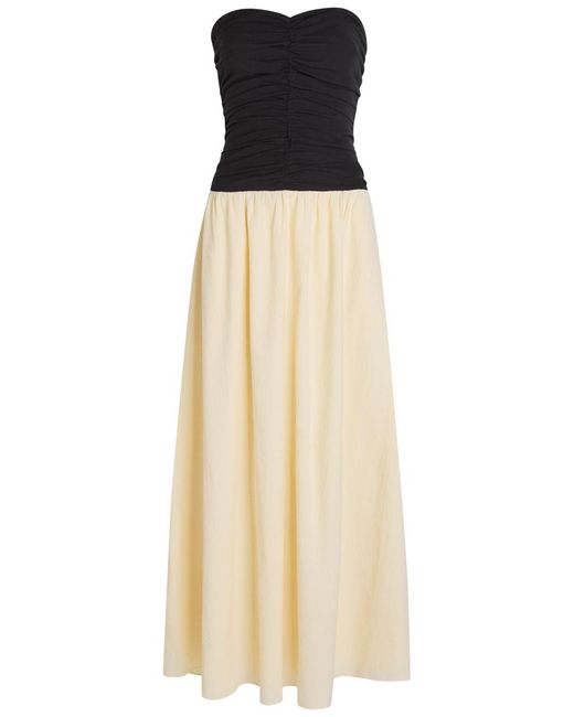 Faithfull The Brand Natural Sant Roc Colour-Blocked Seersucker Maxi Dress