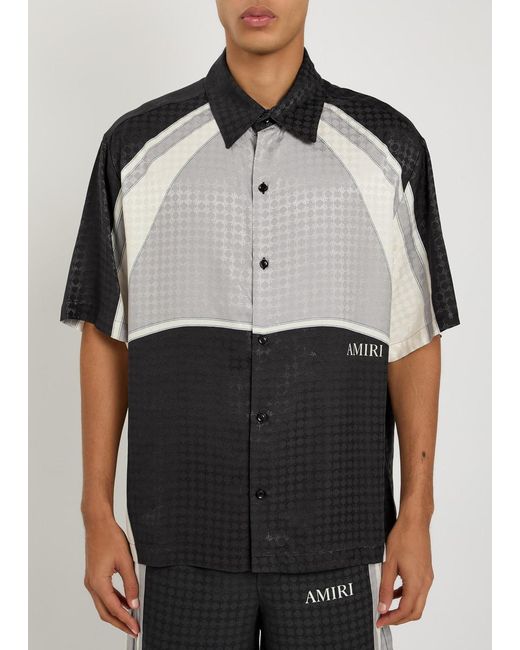 Amiri Logo-Monogrammed Jacquard Satin Shirt in Black for Men | Lyst Amiri Logo-Monogrammed Jacquard Satin Shirt in Black for Men | Lyst