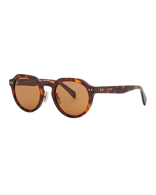 Céline Brown Tortoiseshell Round-Frame Sunglasses