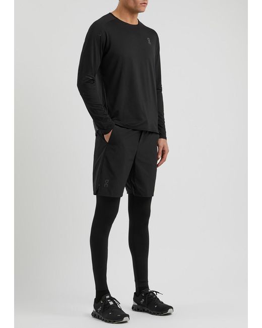 On Shoes Black Performance Hybrid Stretch-Nyl Shorts for men