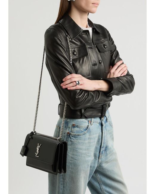 Saint Laurent Black Sunset Medium Leather Shoulder Bag