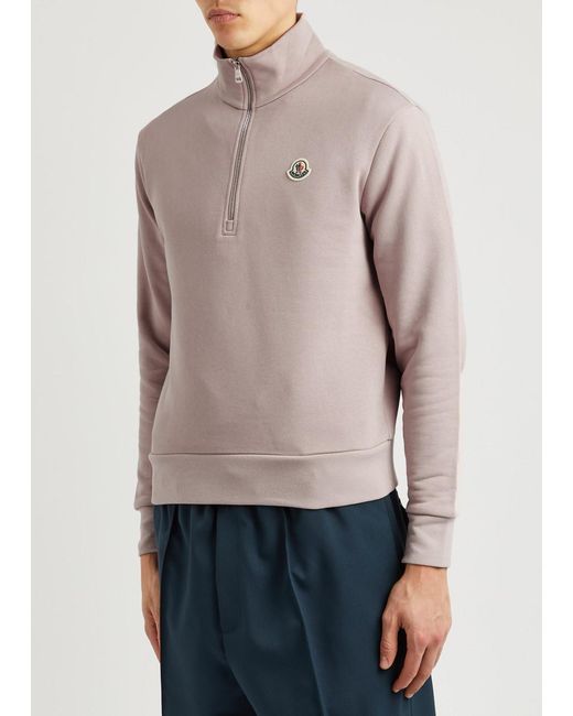 Moncler Pink Half-zip Cotton Sweatshirt for men