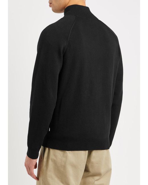Boss Black Knitted Cotton-Blend Sweatshirt for men