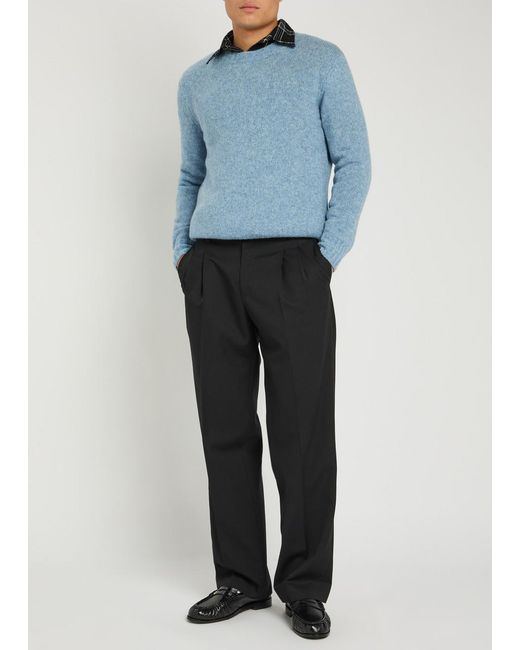 NN07 Blue Knit Wool-Blend Jumper for men