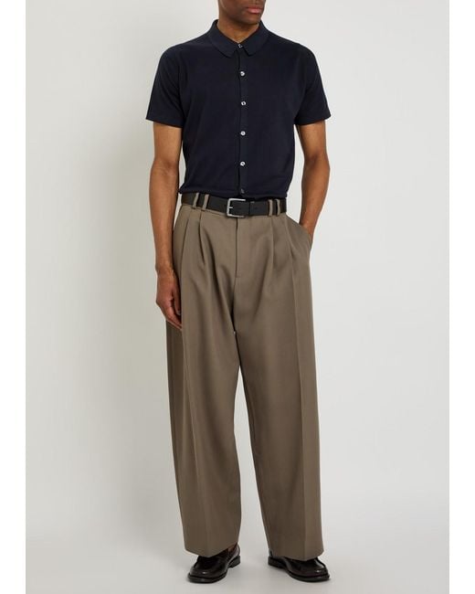 John Smedley Blue Folke Fine-Knit Cotton Shirt for men