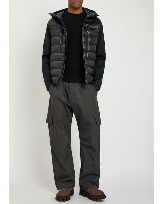 Moncler Black Padded Hooded Close-Knit And Nylon Jacket for men