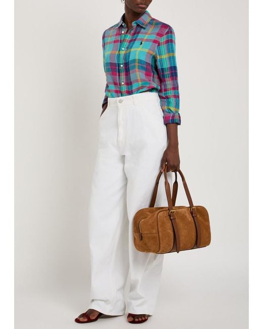 Polo Ralph Lauren Blue Plaid Linen Shirt