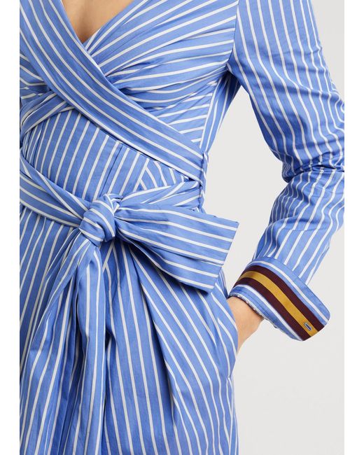 Dries Van Noten Blue Dolada Striped Cotton Midi Dress