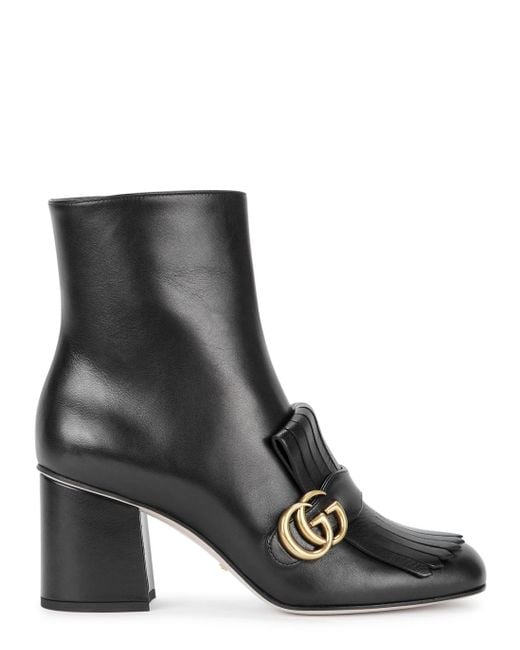 Gucci Black Marmont GG Suede Ankle Boots