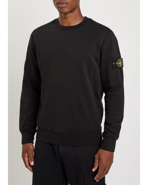 Stone Island Black Logo Cotton Sweatshirt for men