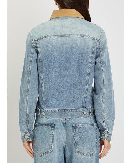 Rohe Blue Suede Collar Denim Jacket
