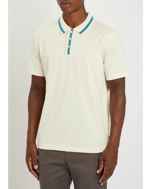 Paul Smith White Striped-Trim Cotton-Blend Polo Shirt for men