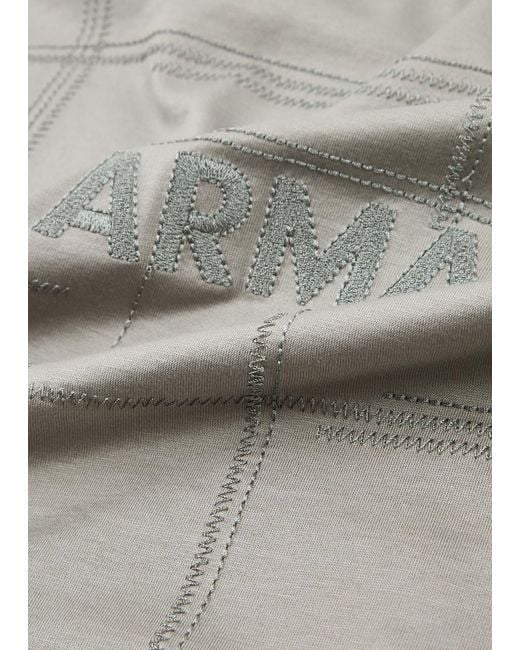 Emporio Armani Gray Logo-embroidered Jersey T-shirt for men