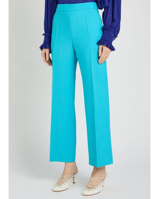 Chloé Blue Straight-Leg Wool Trousers